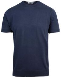 Paolo Pecora - Tops ,Blauw ,Katoen Cotton Crew-Neck T-Shirt - Lyst