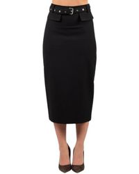 Pinko - Rokken ,Zwart ,Gazania Rok Met Riem Voorslit Midi - Lyst