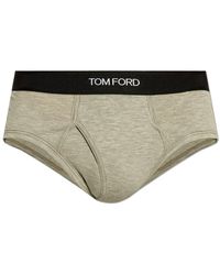Tom Ford - Ondergoed ,Grijs ,Katoen Logo Jacquard Stretch Briefs - Lyst