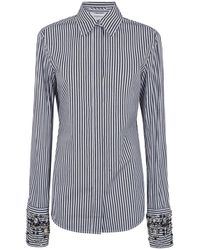 Sportmax - Overhemden ,Veelkleurig ,Katoen Gestreepte Blouse Met Versiering - Lyst