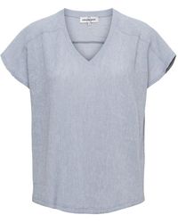 &Co Woman - Overhemden ,Blauw ,Leer Top Met V-Hals - Lyst