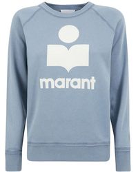 Isabel Marant - Hoodies & Sweatvesten ,Blauw ,Katoen Katoenen Trui Met Lange Mouwen En Logo - Lyst