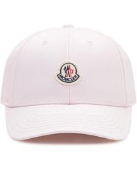Moncler - Accessoires ,Roze ,Katoen Gabardine Baseball Cap - Lyst