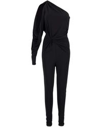 Saint Laurent - Zwarte One Shoulder Jumpsuit - Lyst