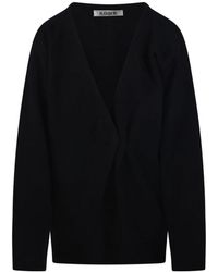 Rohe - Truien & Vesten ,Zwart ,Wol Off-Shoulder Wrap Cardigan - Lyst