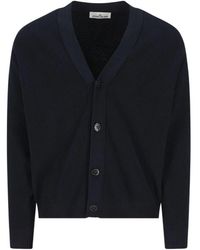 Stone Island - Truien & Vesten ,Blauw ,Katoen Soft Cotton Cardigan - Lyst