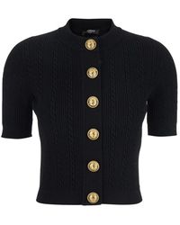 Balmain - Schwarzer Strick-Cardigan Pullover - Lyst
