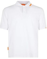 Suns - Tops ,Wit ,Katoen Klassiek Wit Poloshirt Met Fluorescerend Labeldetail - Lyst