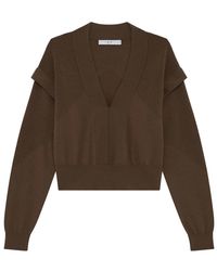 IRO - Truien & Vesten ,Bruin ,Wol Gebreide Trui Met V-Hals - Lyst