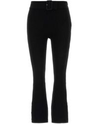 Courreges - Broeken ,Zwart ,Polyester Capri Ribgebreide Broek - Lyst