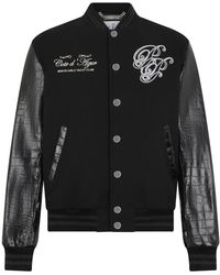 Philipp Plein - Jassen ,Zwart ,Wol Varsity Bomber Jacket Teddy Racer - Lyst