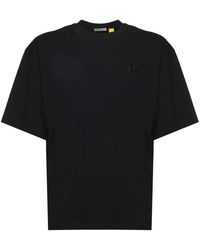 Moncler - Zwarte Katoenen Jersey T-Shirts En Polo's - Lyst