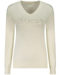 Guess - Truien & Vesten ,Wit ,Rondgebreide Trui - Lyst