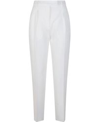Max Mara - Broeken ,Wit ,Leer Eguale Pleat Gedetailleerde Taps Toelopende Broek - Lyst