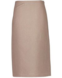 Fendi - Gewaxte Linnen Midi Rok Met Split - Lyst