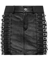 Philipp Plein - Rokken ,Zwart ,Leer Leren Rok Mini Crystal Skull - Lyst