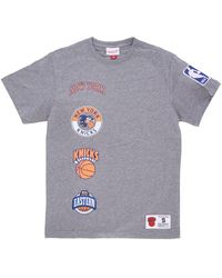 Mitchell & Ness - Tops ,Grijs ,Katoen Ny Knicks T-Shirt Grijs Heather - Lyst