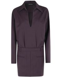 FEDERICA TOSI - Khaki Minikleid Mit Langen Ärmeln - Lyst
