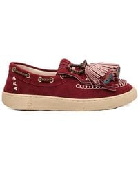 Elena Iachi - Rote Wildleder Loafer Schuhe Mit Quaste - Lyst