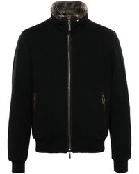Moorer - Zwarte Gewatteerde Donsjas Met Shearling - Lyst