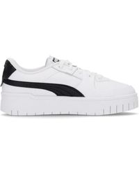 PUMA - Schoenen ,Wit ,Leer Wit/Zwarte Lage Sneaker Damesschoenen - Lyst