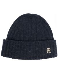 Tommy Hilfiger - Accessoires ,Blauw ,Wol Moderne Fluffy Beanie - Lyst