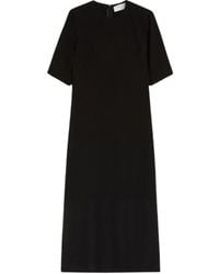 Sportmax - Kleedjes ,Zwart ,Leer T-Shirt Jurk - Lyst
