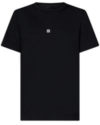 Givenchy - Schwarze crewneck t-shirts und polos mit bestickten logos - Lyst