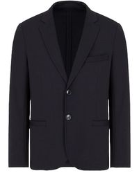 ARMANI EXCHANGE - Jassen ,Blauw ,Leer Single-Breasted Blazer - Lyst