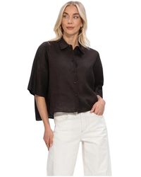 DRYKORN - Overhemden ,Zwart ,Linnen Yarika Blouse - Lyst