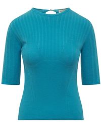 Lanvin - Overhemden ,Blauw ,Top Met Korte Mouwen - Lyst