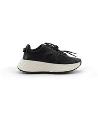 No Name - Zwarte Leren Sneaker Met Mesh Inzetstukken - Lyst