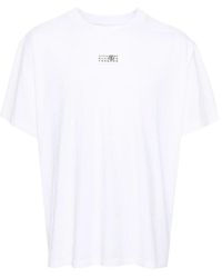 MM6 by Maison Martin Margiela - T-shirt e polo in cotone bianco con motivo numeri firma - Lyst