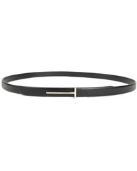 Tom Ford - Soepel Generfd Leren Slanke T-Riem - Lyst