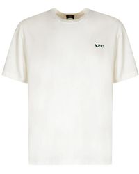 A.P.C. - Katoenen Crew-Neck T-Shirt Met Fluwelen Logo - Lyst