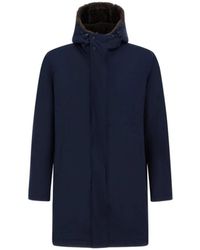 Herno - Blauwe Parka Jas Met Nep Bont Capuchon - Lyst
