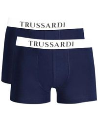 Trussardi - Ondergoed ,Blauw ,Katoen Blauwe Katoenen Boxershorts Met Logo - Lyst