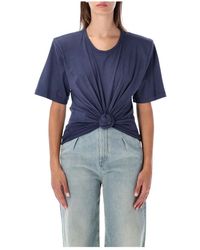 Magda Butrym - Tops ,Blauw ,Katoen Roses Ss T-Shirt - Lyst