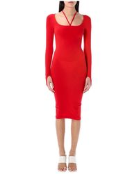 ANDREA ADAMO - Rotes sculpting jersey midi kleid - Lyst