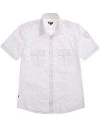 Blauer - Overhemden ,Wit ,Katoen Militair-Stijl T-Shirt Met Korte Mouwen - Lyst