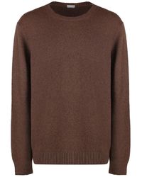 Malo - Kasjmier Crew-Neck Sweater, Geribbelde Gebreid - Lyst