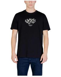 ARMANI EXCHANGE - Tops ,Zwart ,Katoen Rondhals T-Shirt Met Korte Mouwen Van Katoen - Lyst