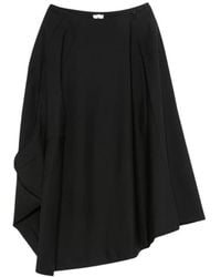 Comme des Garçons - Rokken ,Zwart ,Wol Asymmetrische Wollen Midi Rok - Lyst