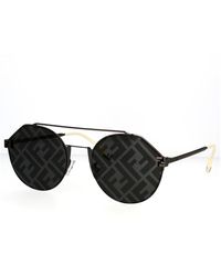 Fendi - Runde glamouröse sonnenbrille mit verspiegelten grauen gläsern - Lyst