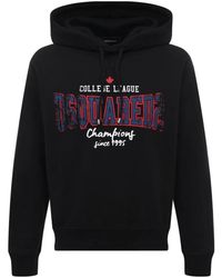DSquared² - Hoodies & Sweatvesten ,Zwart ,Katoen College League Logo Cool Fit Hoodie - Lyst