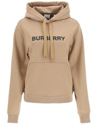 Burberry - Felpa con cappuccio e stampa del logo in cotone french terry - Lyst