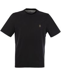 Brunello Cucinelli - Slim fit crew neck t-shirt con logo - Lyst