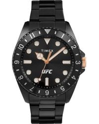 Timex - Accessoires ,Zwart ,Analoge Zwarte Roestvrijstalen Horloge - Lyst