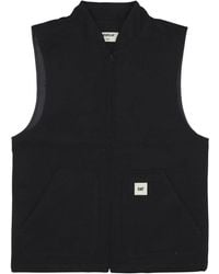 Caterpillar - Jassen ,Zwart ,Katoen Canvas Vest Zwart Mouwloos V-Hals Rits - Lyst