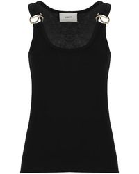 Coperni - Tops ,Zwart ,Ring-Detail Ribbed Top - Lyst